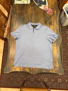 Banana Republic Men's Luxury Touch Standard Fit Polo Shirt Light Blue Heather XL